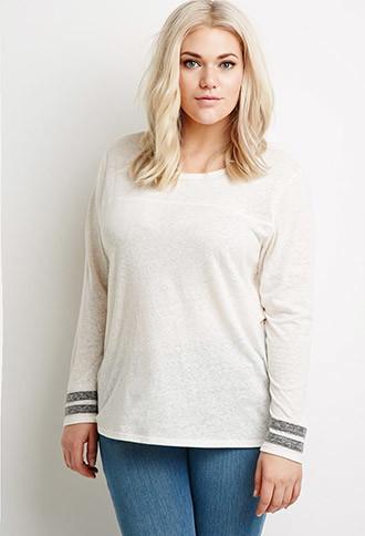 Forever21 Plus Women's  Varsity-striped Top