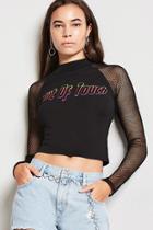 Forever21 Out Of Touch Mesh-sleeve Top