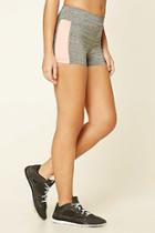 Forever21 Women's  Charcoal & Peach Active Heathered Striped Shorts