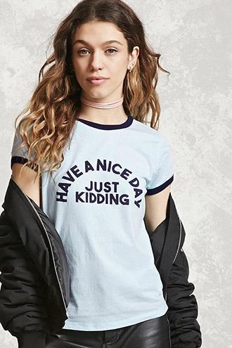 Forever21 Graphic Ringer Tee