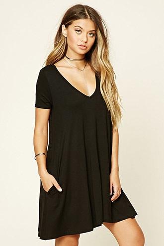 Forever21 Women's  V-neck Pocket Swing Dress