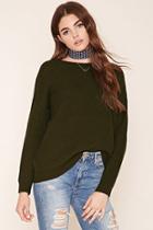 Forever21 Women's  Olive Cable Knit Sweater Top