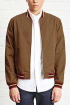 21 Men Men's  Stripe-trim Bomber Jacket