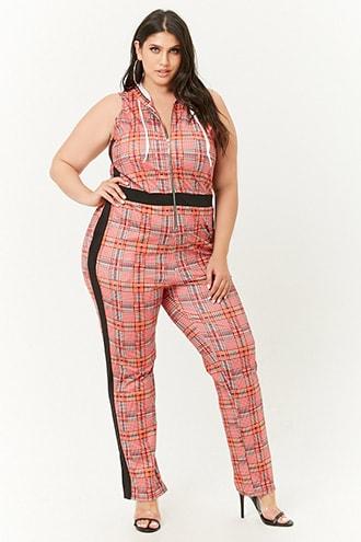Forever21 Plus Size Hooded Plaid Jumpsuit