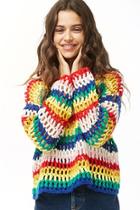 Forever21 Multicolor Striped Open-knit Sweater