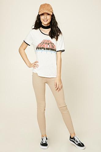 Forever21 Women's  Taupe Ribbed Sweater Knit Leggings