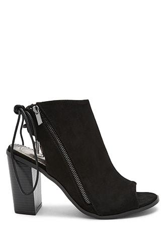 Forever21 Shoe Republic Open Toe Lace-back Booties