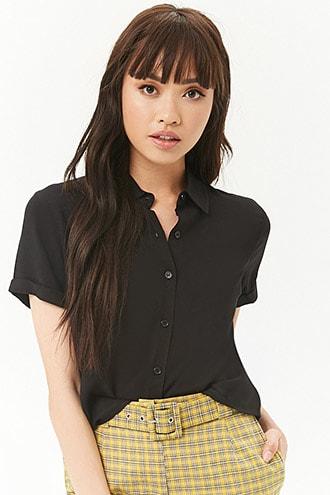 Forever21 Boxy Button-front Top