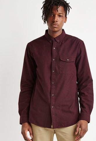 21 Men Men's  Textured Woven Pocket Shirt