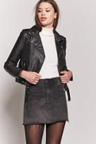 Forever21 Faux Leather Belted Moto Jacket
