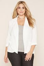 Forever21 Plus Women's  Ivory Plus Size Collared Blazer