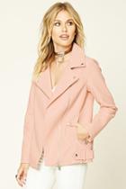 Forever21 Women's  Pink Faux Leather Moto Jacket