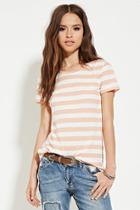 Forever21 Women's  Mauve & White Striped Tee