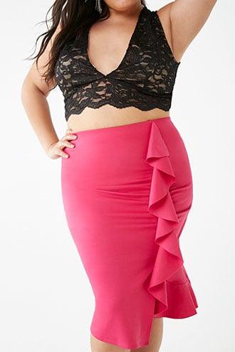 Forever21 Plus Size Asymmetrical Ruffle-trim Skirt