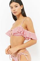 Forever21 Gingham Open-shoulder Bikini Top