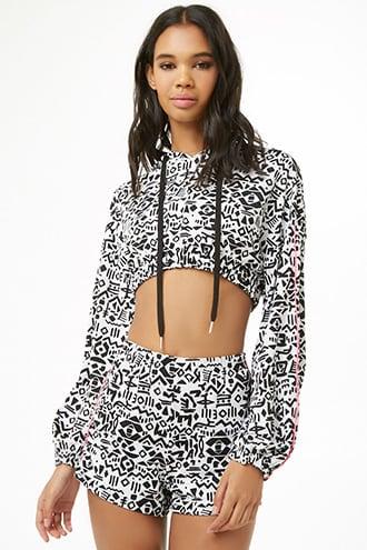 Forever21 Graffiti Print Pullover & Shorts Set