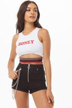 Forever21 Honey Graphic Cutout Crop Top