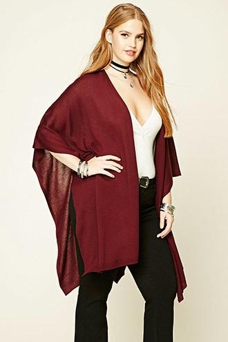 Forever21 Plus Women's  Plum Plus Size Open-front Poncho