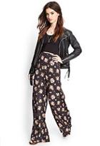 Forever21 Rose Print Wide-leg Trousers