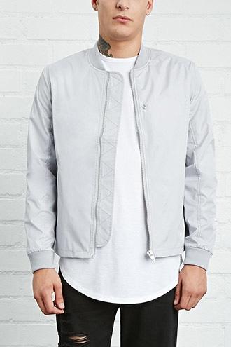 21 Men Men's  Grey Lightweight Bomber Jacket