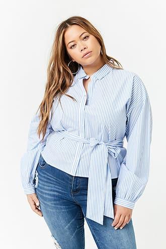 Forever21 Plus Size Pinstriped Shirt