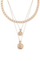 Forever21 Layered Coin Pendant Chain Necklace Set