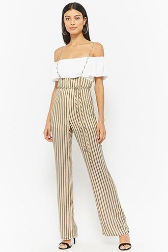 Forever21 Striped Cami Strap Overalls