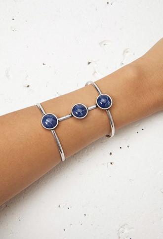Forever21 Faux Stone Cutout Cuff (b.silver/blue)