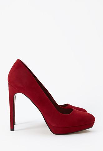 Forever21 Women's  Faux Suede Pumps (red)