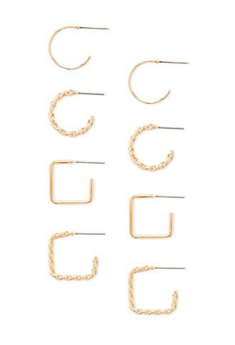 Forever21 Geo-shaped Hoop Set (gold)