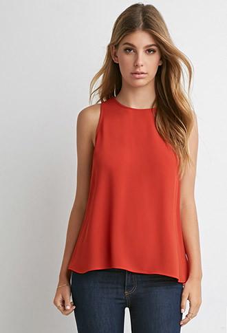 Forever21 Keyhole-back Chiffon Trapeze Tank