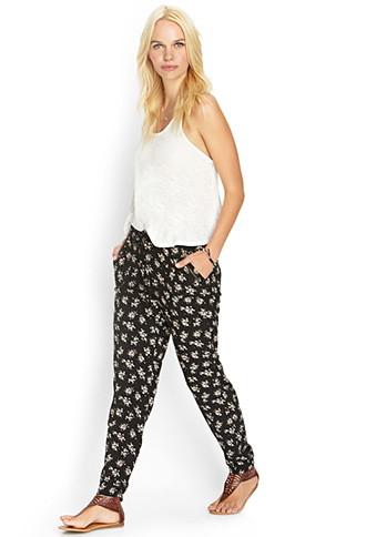Forever21 Drawstring Floral Joggers