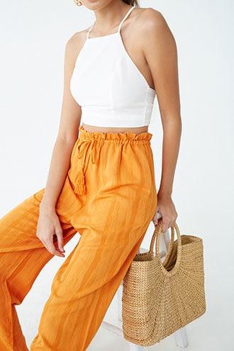 Forever21 Linen-blend Textured Pants