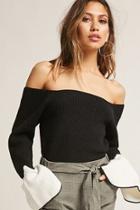 Forever21 Contrast Trumpet-sleeve Sweater