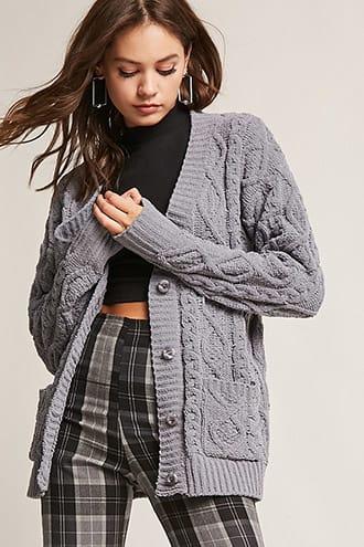 Forever21 Chenille Cable-knit Cardigan