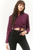 Forever21 Plaid Flannel Tie-front Shirt