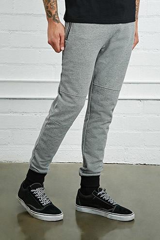 21 Men Men's  Grey Zip-front Marled Joggers