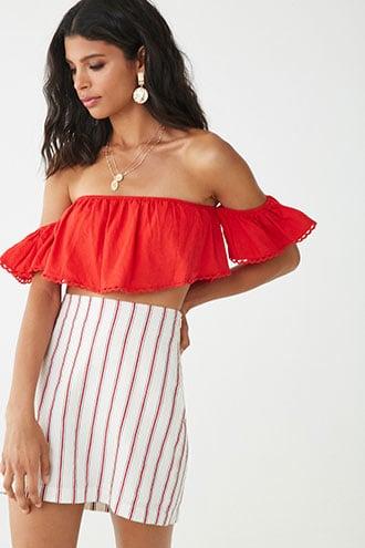 Forever21 Linen-blend Striped Skirt