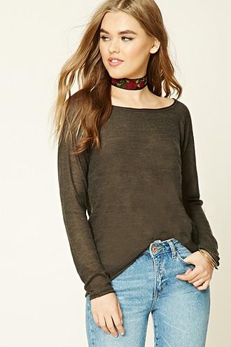 Forever21 Women's  Dark Grey Loose-knit Top