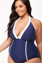 Forever21 Plus Size Halter Striped One-piece Swimsuit