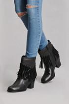 Forever21 Women's  Black Sbicca Tasseled Ankle Boots