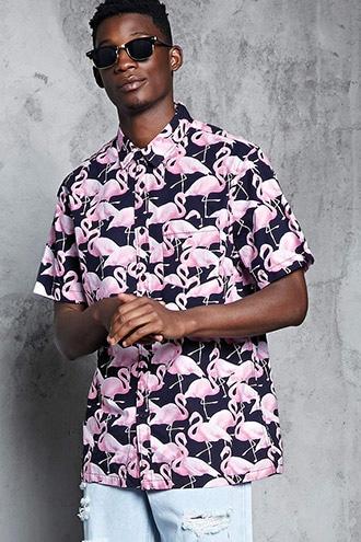 Forever21 Flamingo Print Shirt