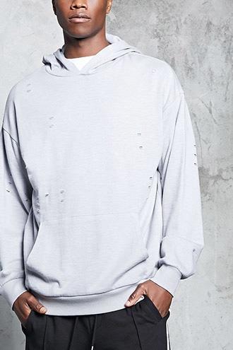Forever21 French Terry Distressed Hoodie
