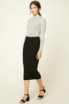 Love21 Women's  Black Contemporary Sweater Midi Skirt