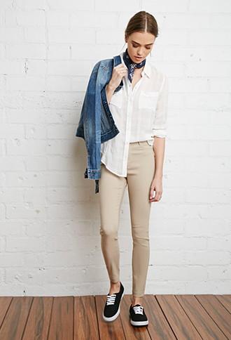Forever21 Women's  Taupe Classic Skinny Pants