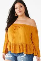 Forever21 Plus Size Off-the-shoulder Embroidered Top