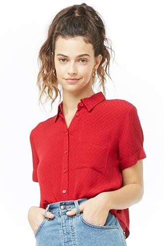 Forever21 Patterned Cropped Shirt