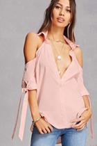 Forever21 Open-shoulder High-low Shirt