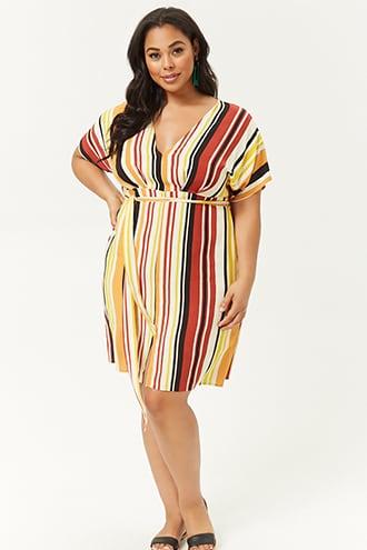 Forever21 Plus Size Striped V-neck Dress