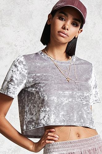 Forever21 Crushed Velvet Pocket Tee